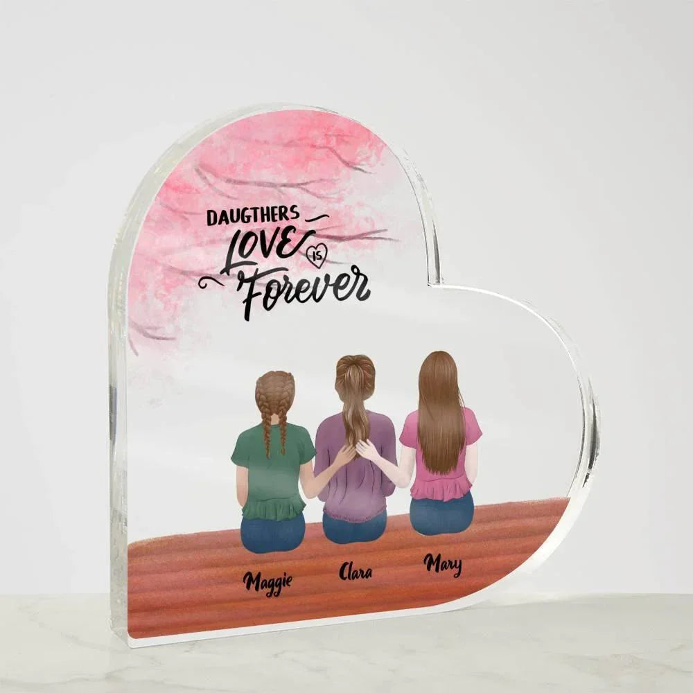 Mother and Daughters Personalized Acrylic Heart Plaque