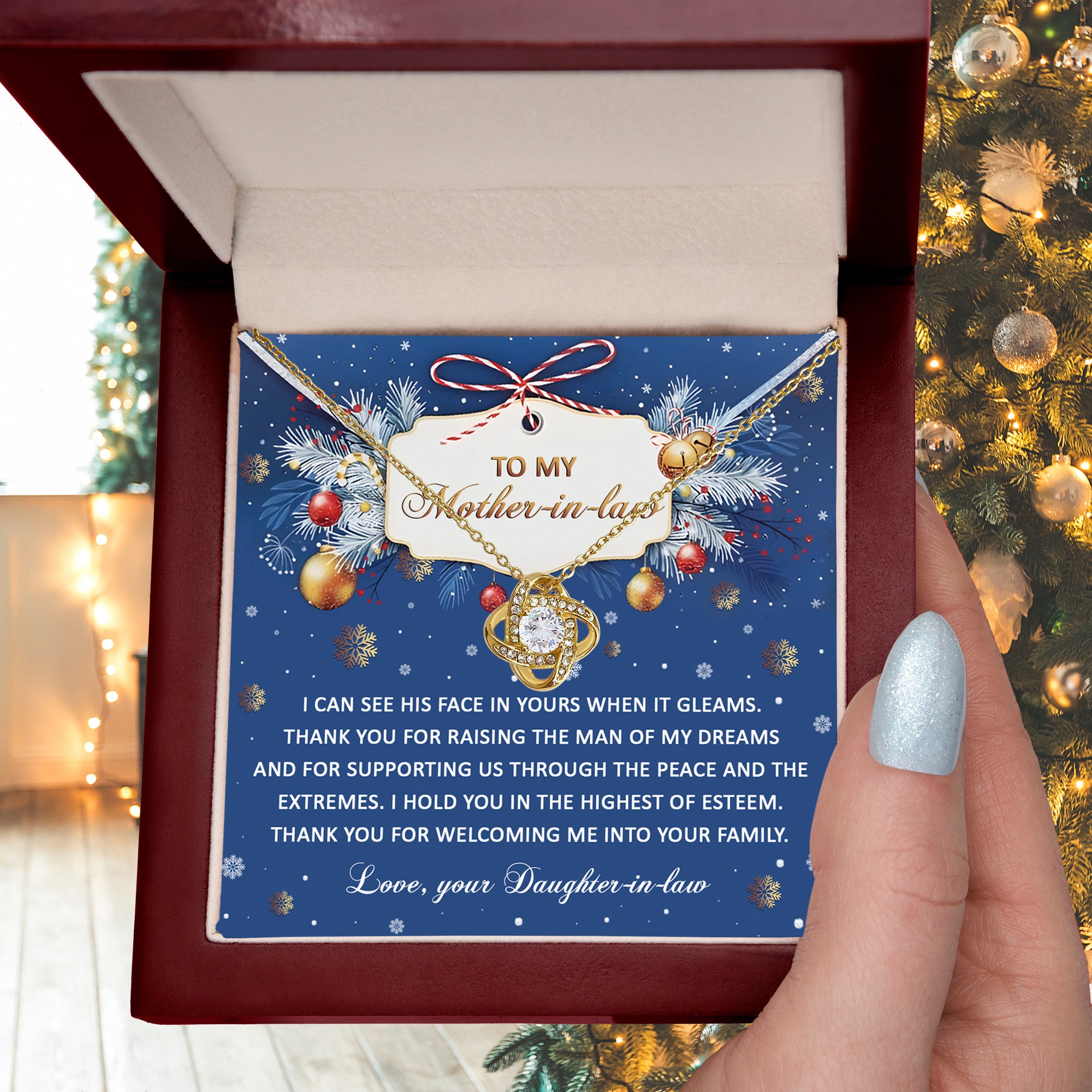 Gift for Mother-in-law - I Hold You - Love Knot Pendant Necklace - Mallard Moon Gift Shop