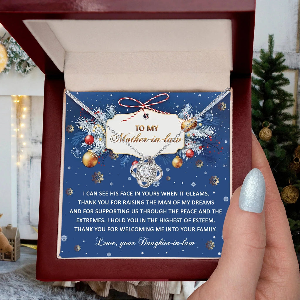 Gift for Mother-in-law - I Hold You - Love Knot Pendant Necklace