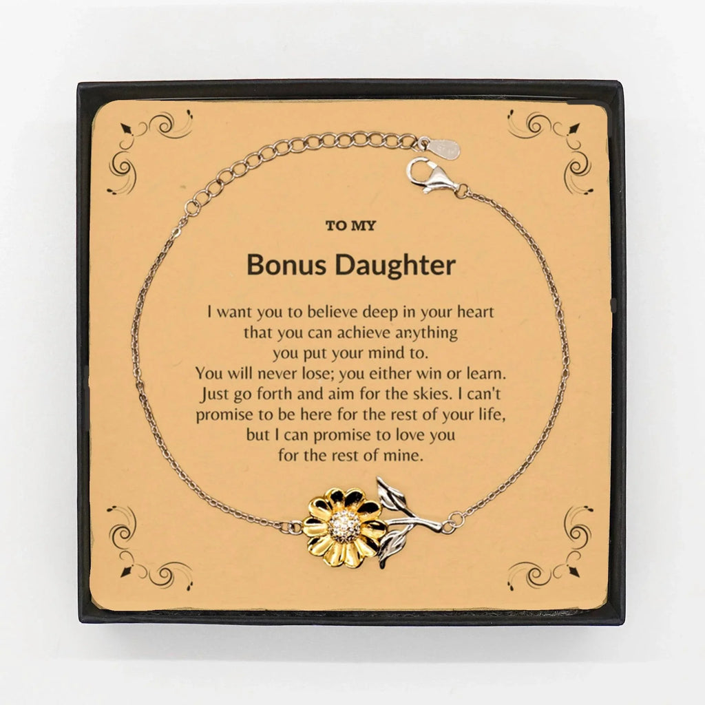 Motivational Bonus Daughter Sunflower Bracelet - I can promise to love you for the rest of my life, Birthday, Christmas Holiday Jewelry Gift