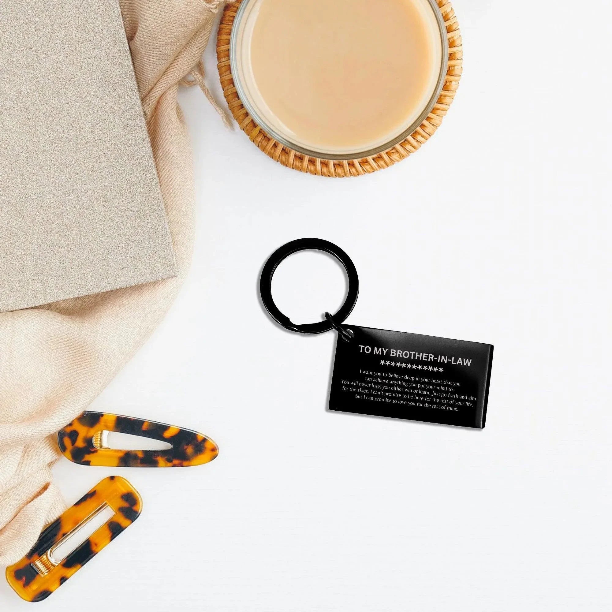 Motivational Brother-in-law Engraved Black Keychain - I can promise to love you for the rest of my life, Birthday, Christmas Holiday Jewelry Gif