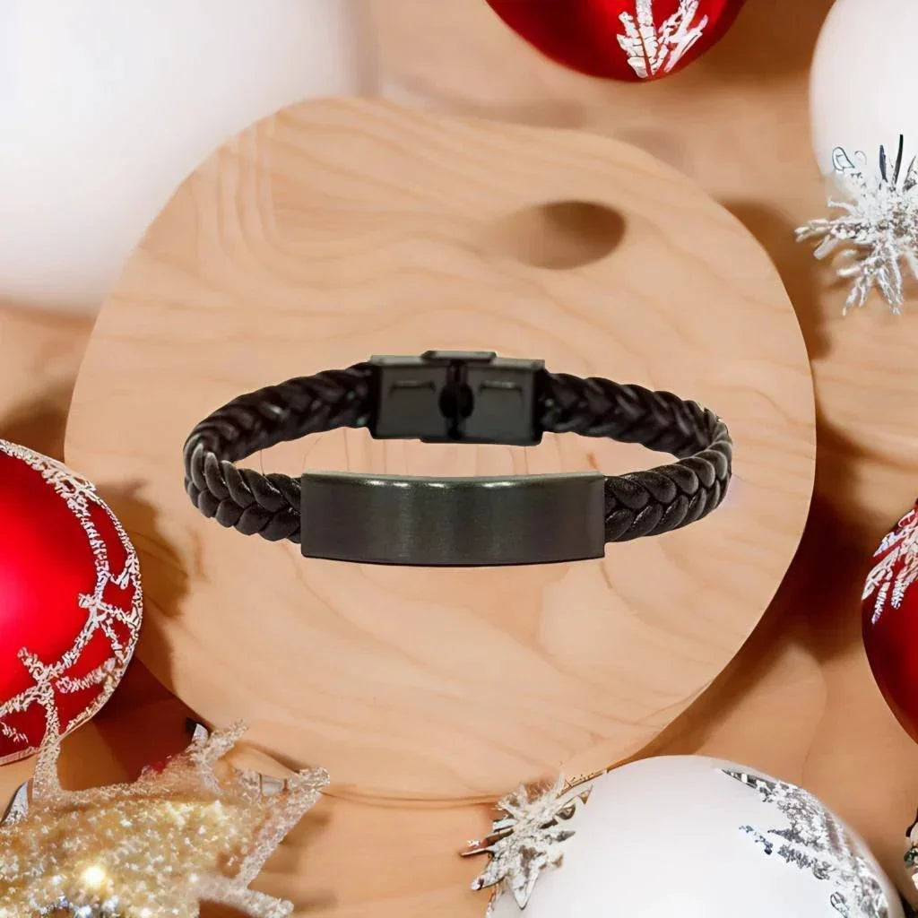 Motivational Daughter-in-law Braided Leather Engraved Bracelet, I can promise to love you for the rest of mine, Birthday Jewelry Gift for Women