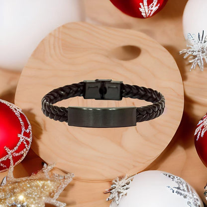 Motivational Daughter-in-law Braided Leather Engraved Bracelet, I can promise to love you for the rest of mine, Birthday Jewelry Gift for Women - Mallard Moon Gift Shop