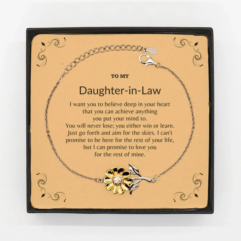 Motivational Daughter-In-Law Sunflower Bracelet - I can promise to love you for the rest of my life, Birthday, Christmas Holiday Jewelry Gift