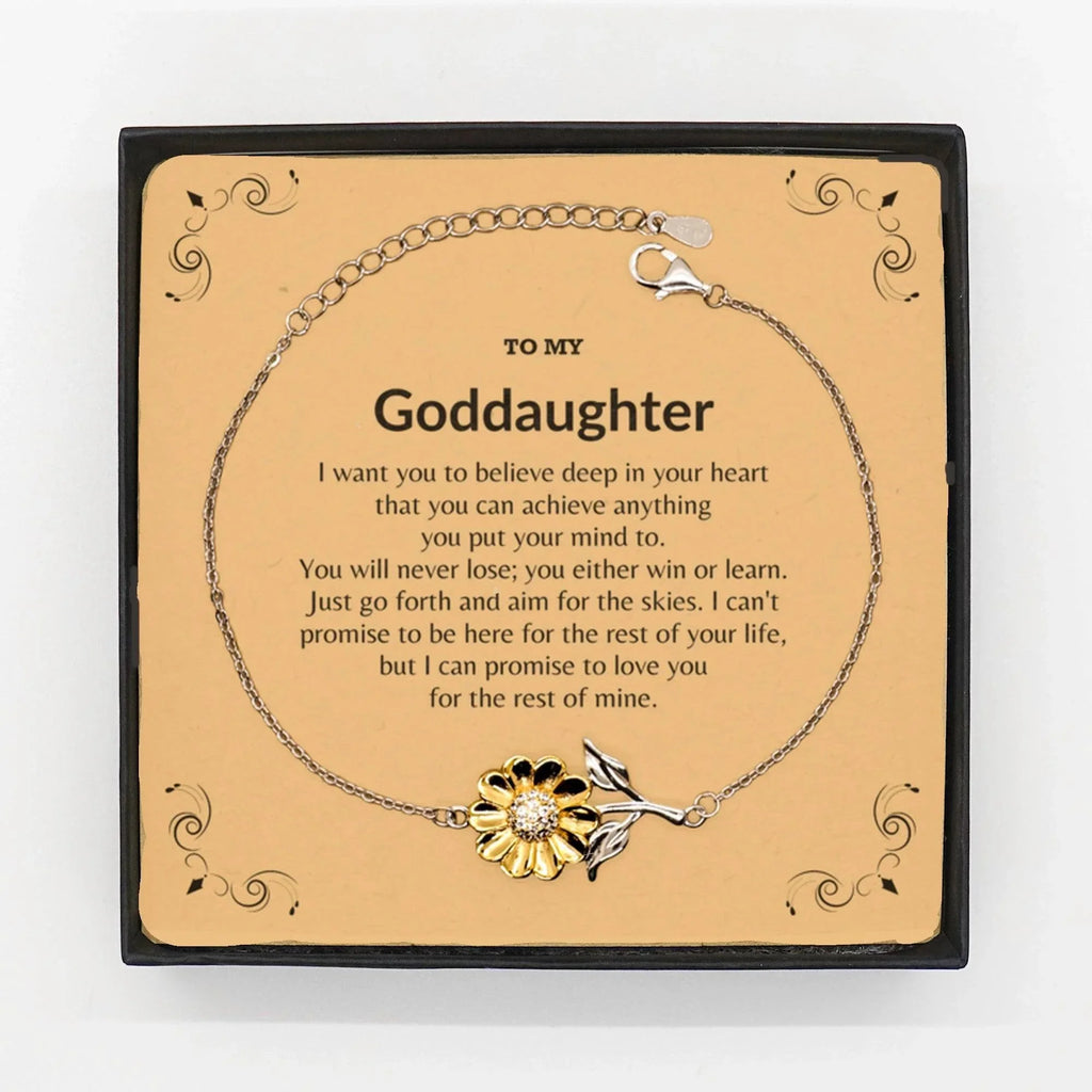 Motivational Goddaughter Sunflower Bracelet - I can promise to love you for the rest of my life, Birthday, Christmas Holiday Jewelry Gift