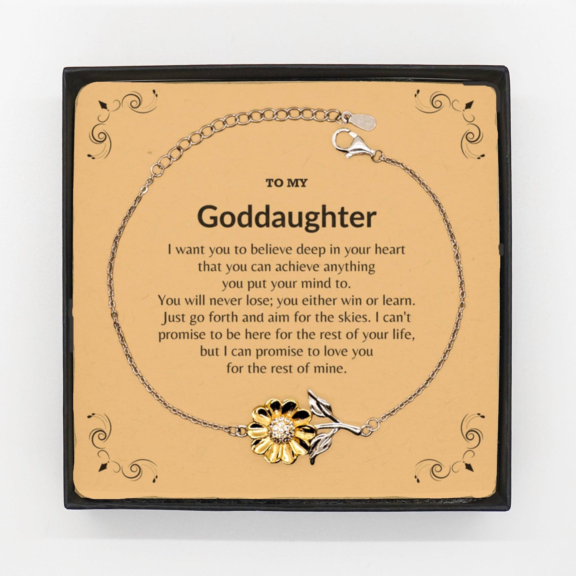 Motivational Goddaughter Sunflower Bracelet - I can promise to love you for the rest of my life, Birthday, Christmas Holiday Jewelry Gift - Mallard Moon Gift Shop