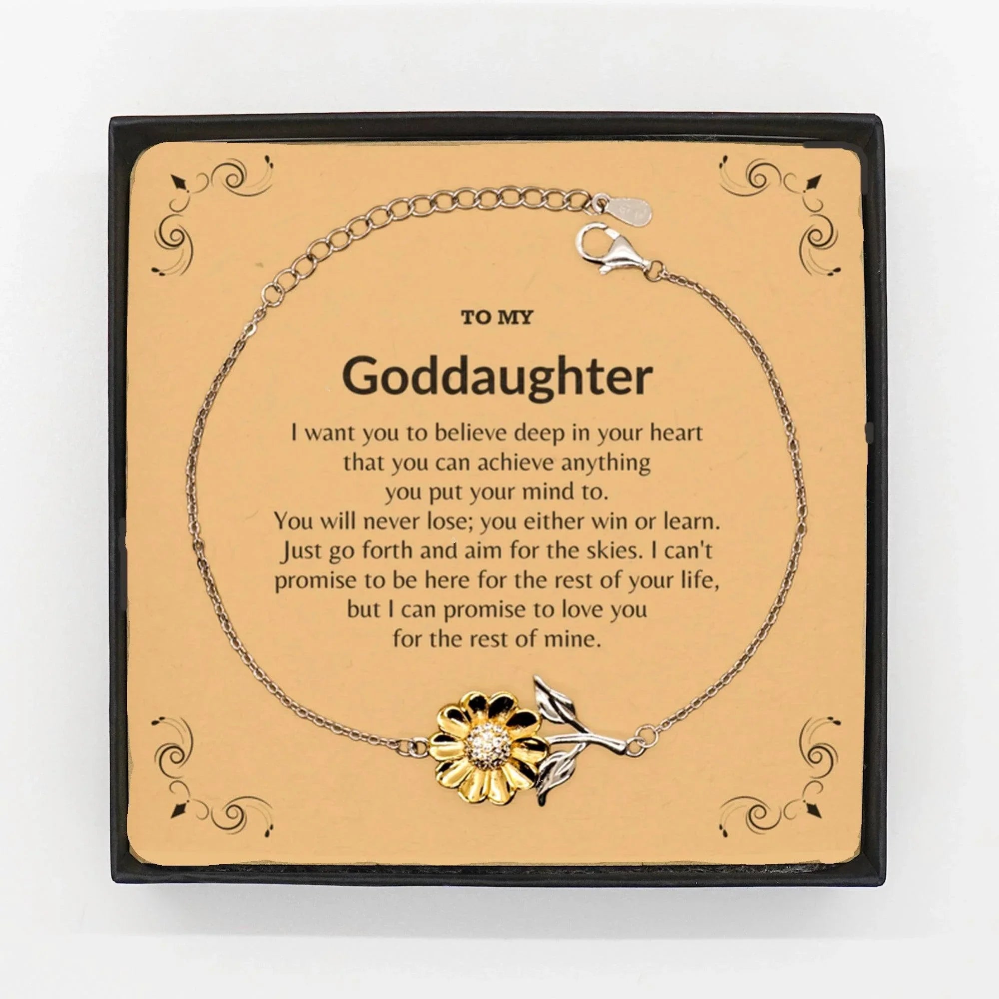 Motivational Goddaughter Sunflower Bracelet - I can promise to love you for the rest of my life, Birthday, Christmas Holiday Jewelry Gift