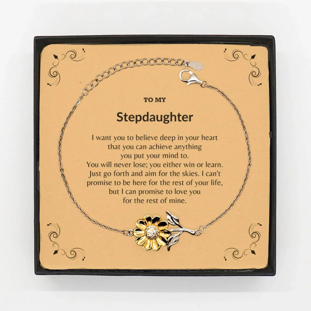 Motivational Stepdaughter Sunflower Bracelet - I can promise to love you for the rest of my life, Birthday, Christmas Holiday Jewelry Gift