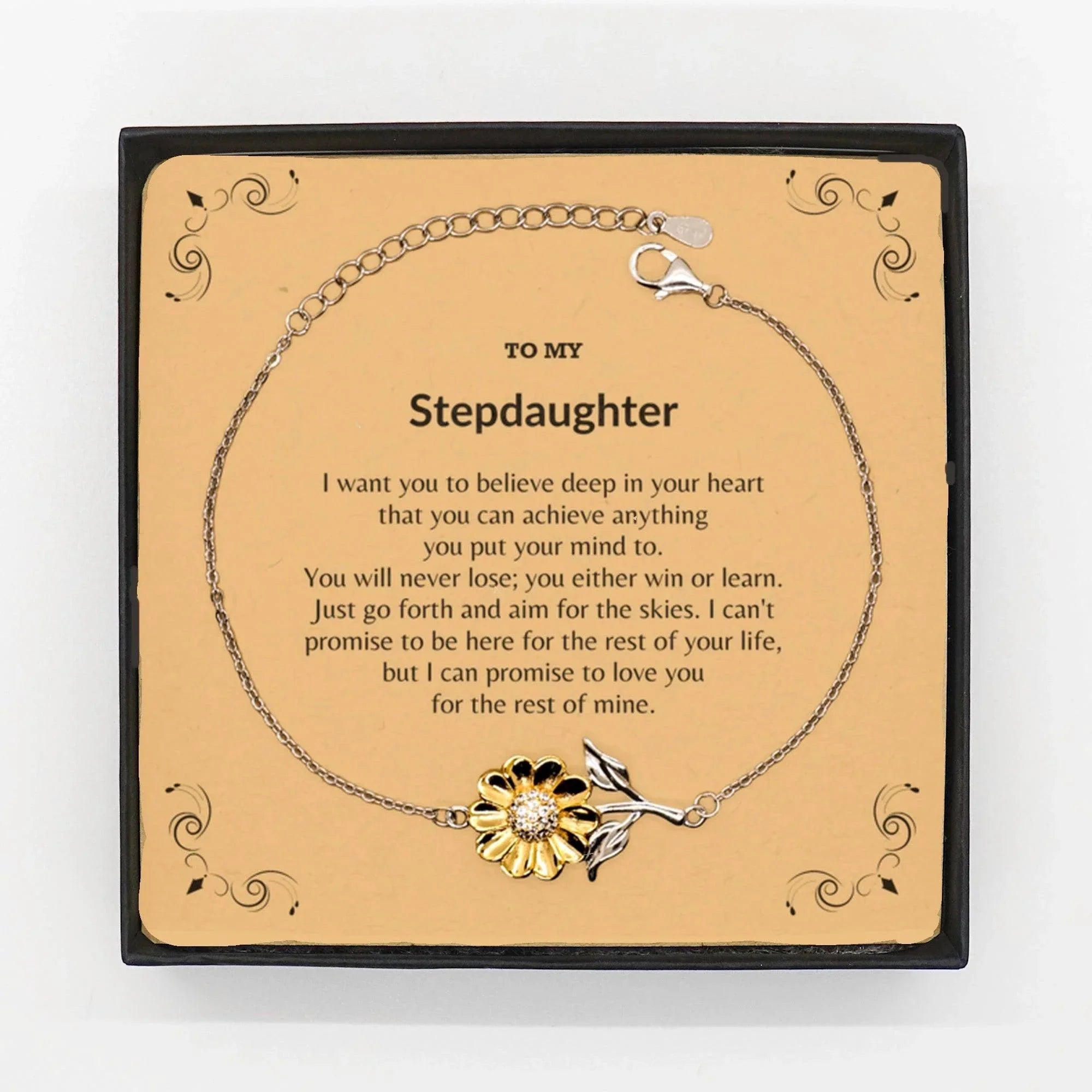 Motivational Stepdaughter Sunflower Bracelet - I can promise to love you for the rest of my life, Birthday, Christmas Holiday Jewelry Gift