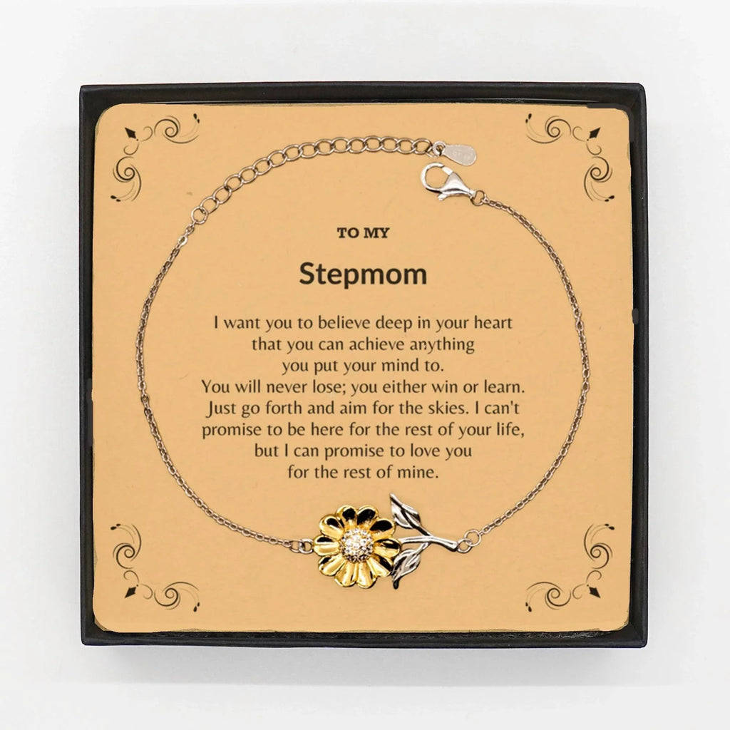 Motivational Stepmom Sunflower Bracelet - I can promise to love you for the rest of my life, Birthday, Christmas Holiday Jewelry Gift