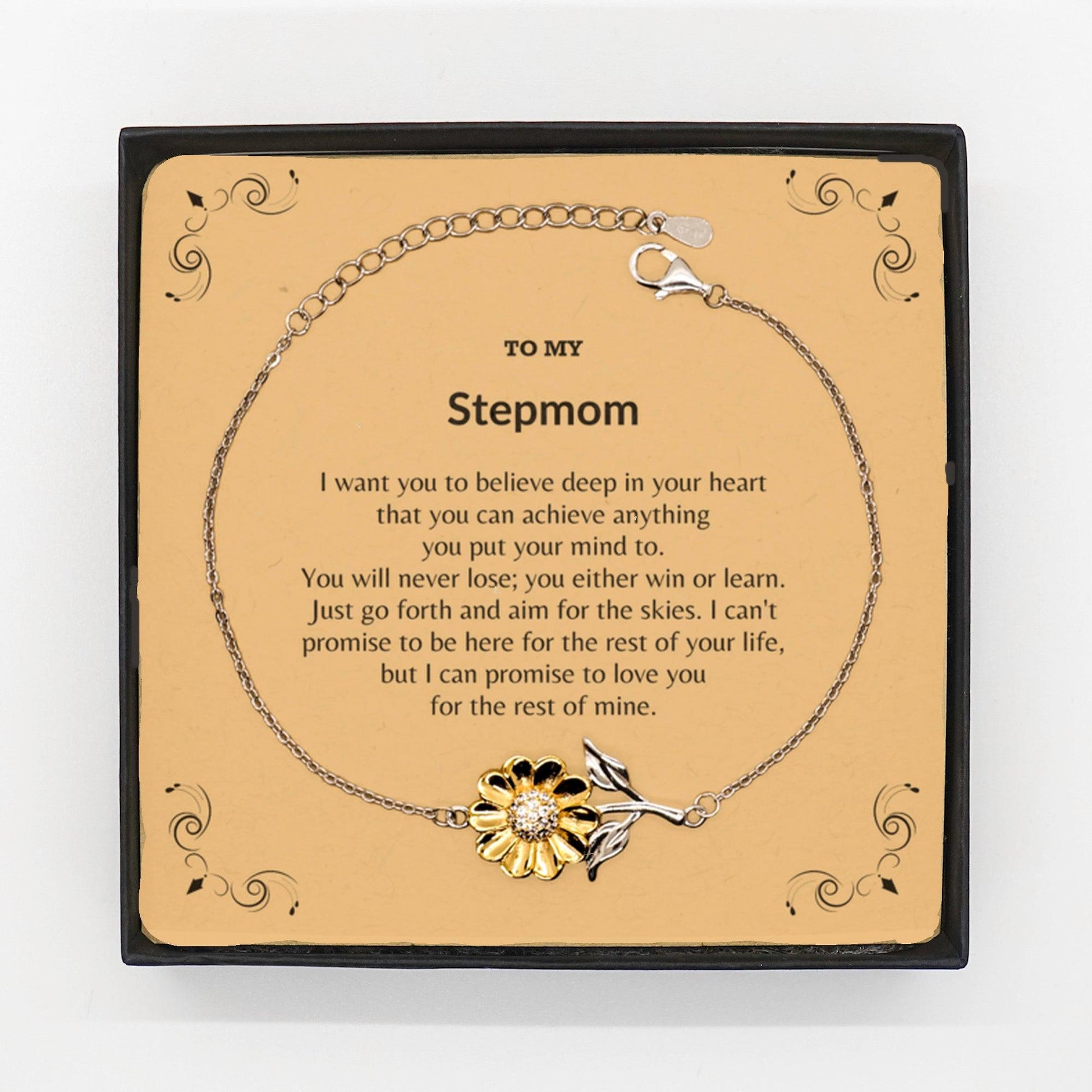 Motivational Stepmom Sunflower Bracelet - I can promise to love you for the rest of my life, Birthday, Christmas Holiday Jewelry Gift - Mallard Moon Gift Shop