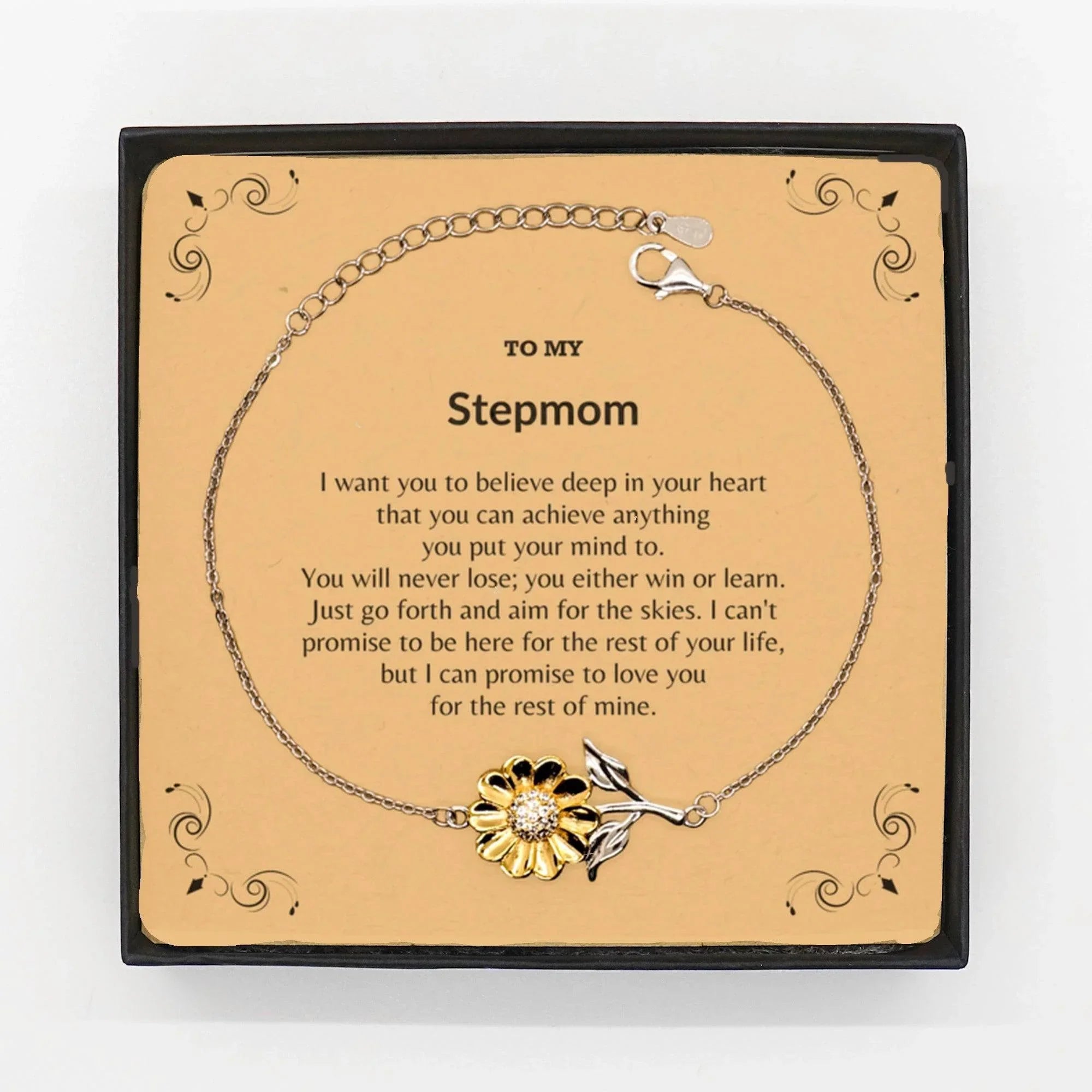 Motivational Stepmom Sunflower Bracelet - I can promise to love you for the rest of my life, Birthday, Christmas Holiday Jewelry Gift
