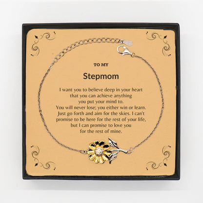 Motivational Stepmom Sunflower Bracelet - I can promise to love you for the rest of my life, Birthday, Christmas Holiday Jewelry Gift - Mallard Moon Gift Shop