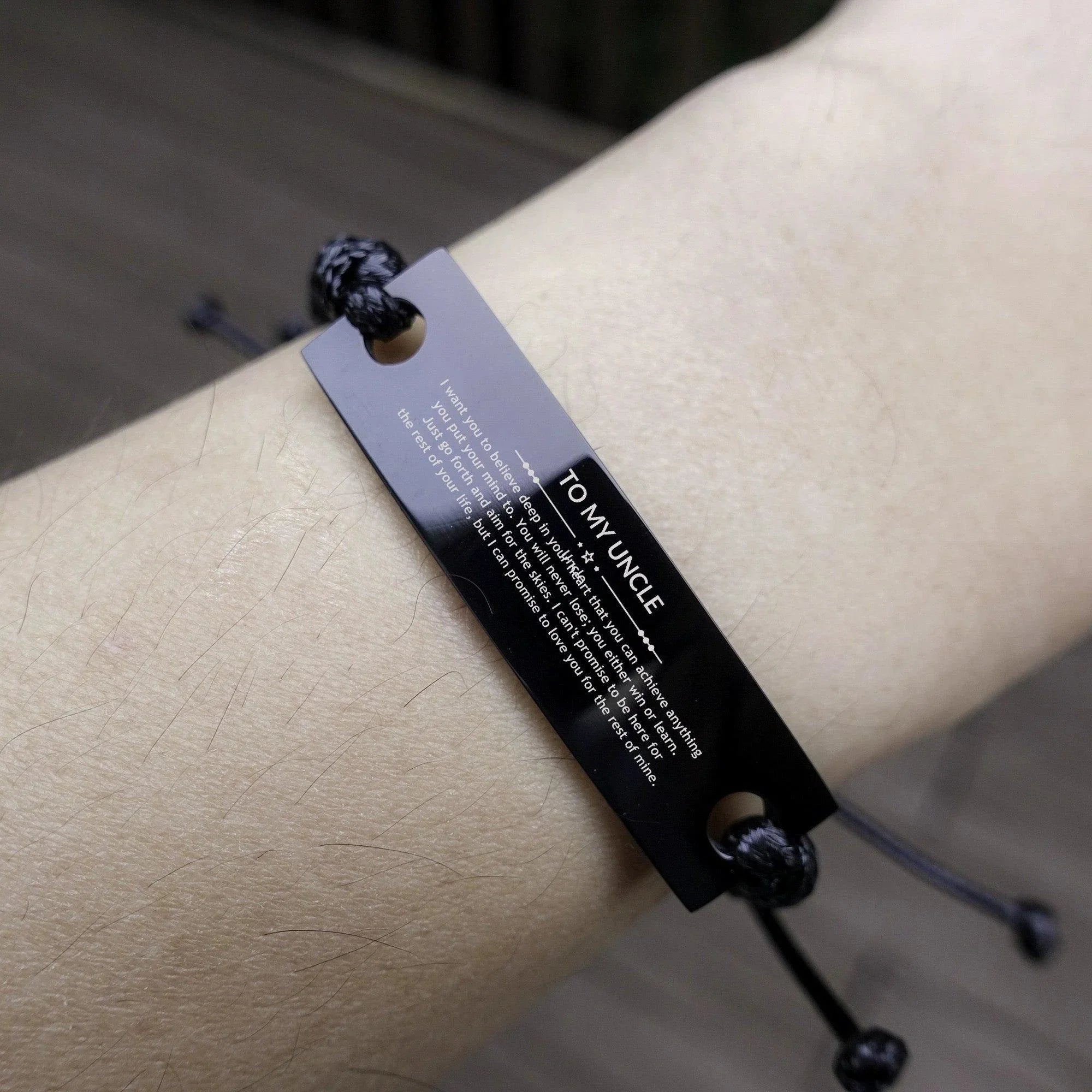 Motivational Uncle Black Rope Bracelet, Uncle I can promise to love you for the rest of mine, Bracelet For Uncle, Uncle Birthday Jewelry Gift for Women Men