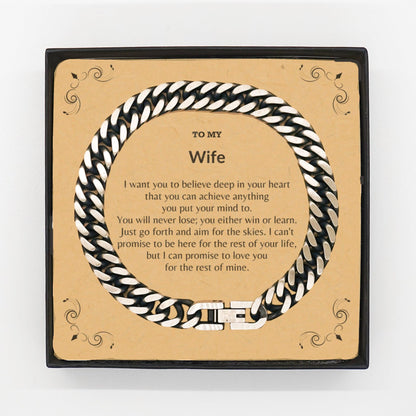 Motivational Wife Cuban Link Chain Bracelet, I can promise to love you for the rest of my life, Birthday, Christmas Holiday Jewelry Gift - Mallard Moon Gift Shop