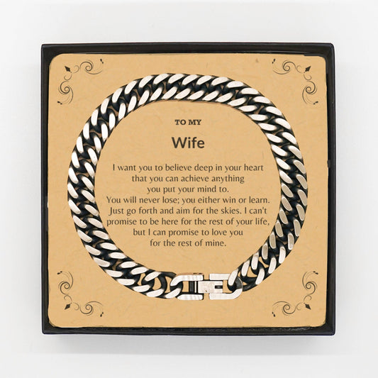 Motivational Wife Cuban Link Chain Bracelet, I can promise to love you for the rest of my life, Birthday, Christmas Holiday Jewelry Gift - Mallard Moon Gift Shop