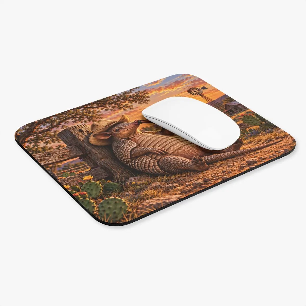 Funny Armadillo Mouse Pad, Texas Cowboy Desk Decor, Beer Lover Gift, Western Office Accessory, Funny Texas Gift for Him