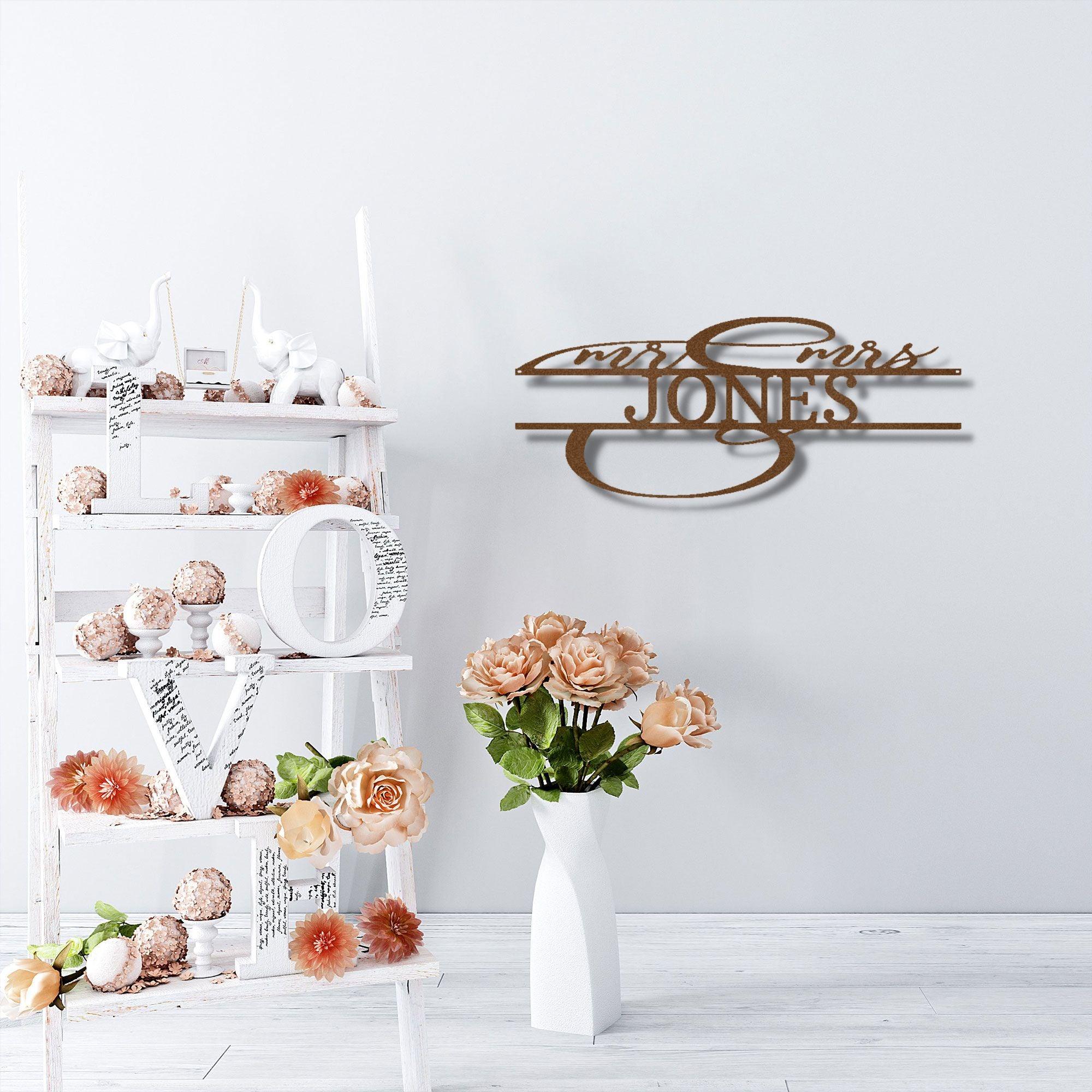 Mr And Mrs Couples Personalized Name Metal Art Wall Sign - Mallard Moon Gift Shop