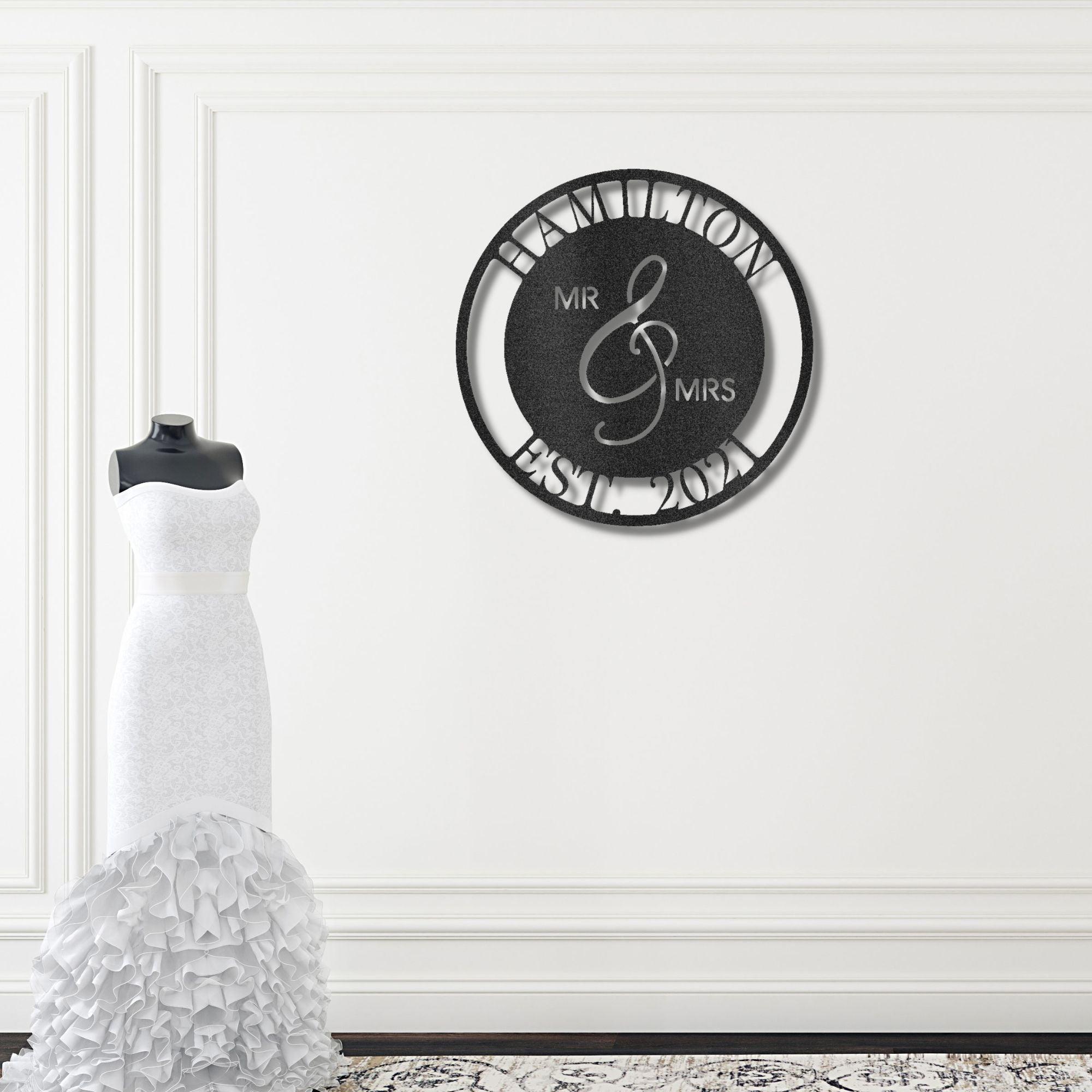 Mr. and Mrs. Personalized Indoor Outdoor Steel Wall Sign Art - Mallard Moon Gift Shop