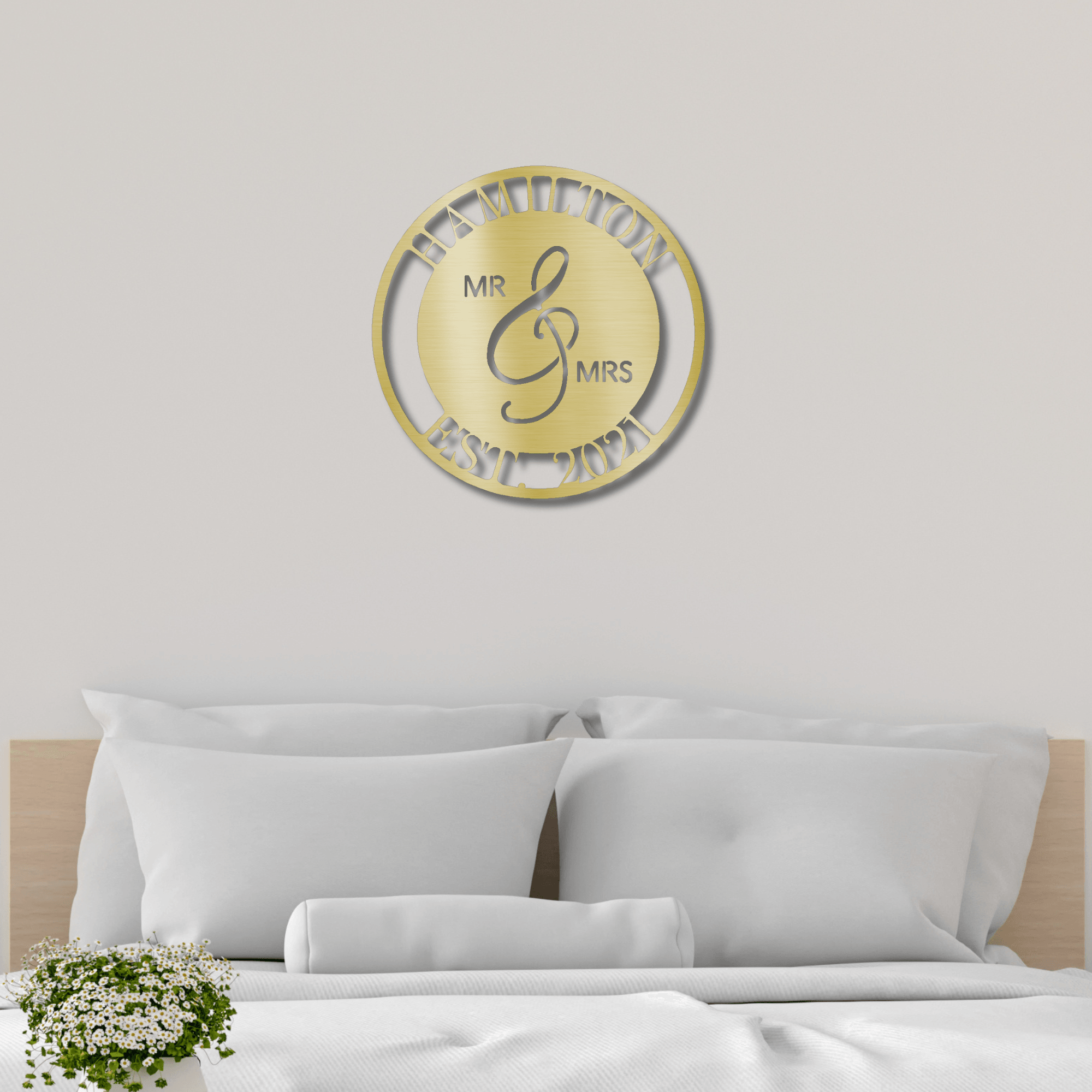 Mr. and Mrs. Personalized Indoor Outdoor Steel Wall Sign Art - Mallard Moon Gift Shop