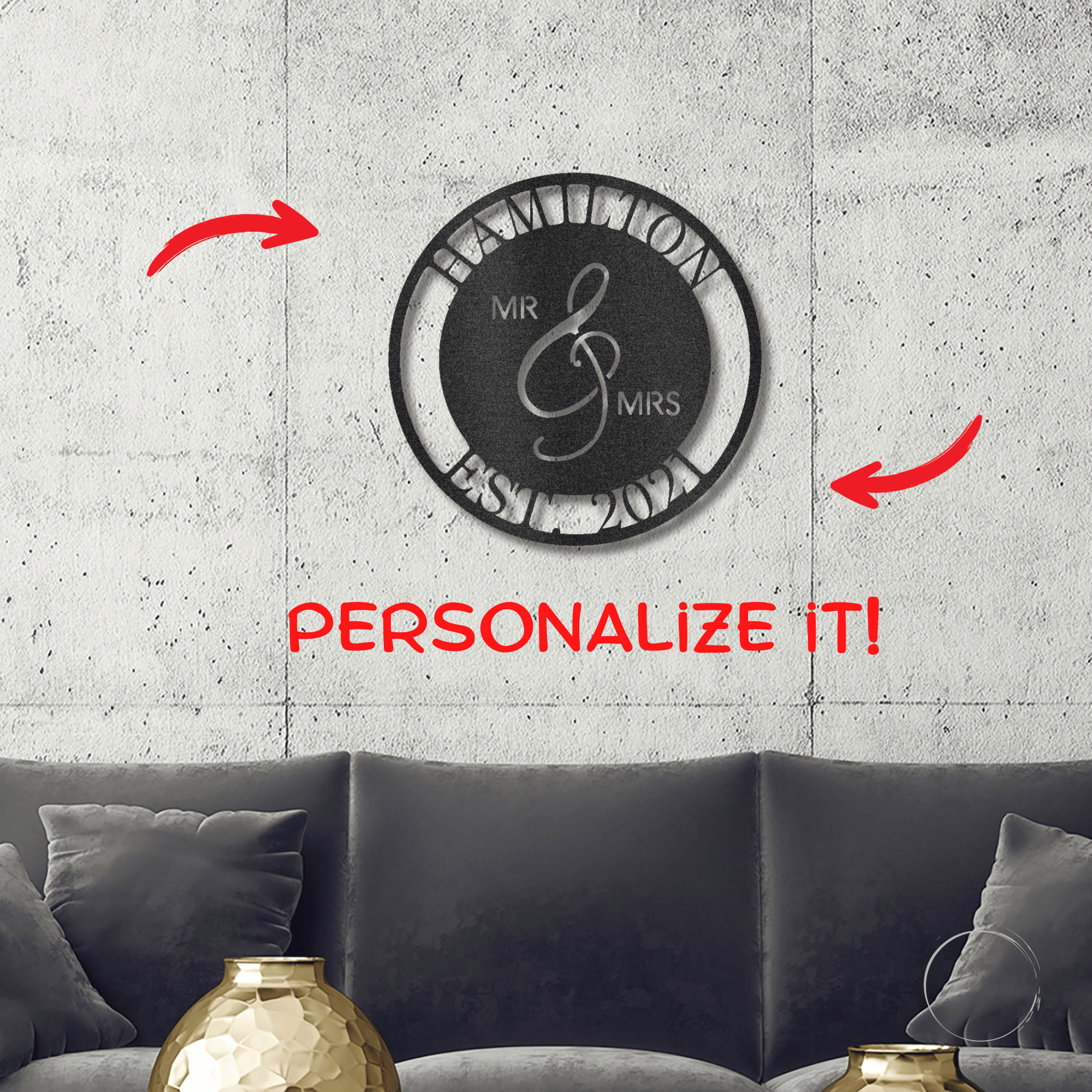 Mr. and Mrs. Personalized Indoor Outdoor Steel Wall Sign Art - Mallard Moon Gift Shop