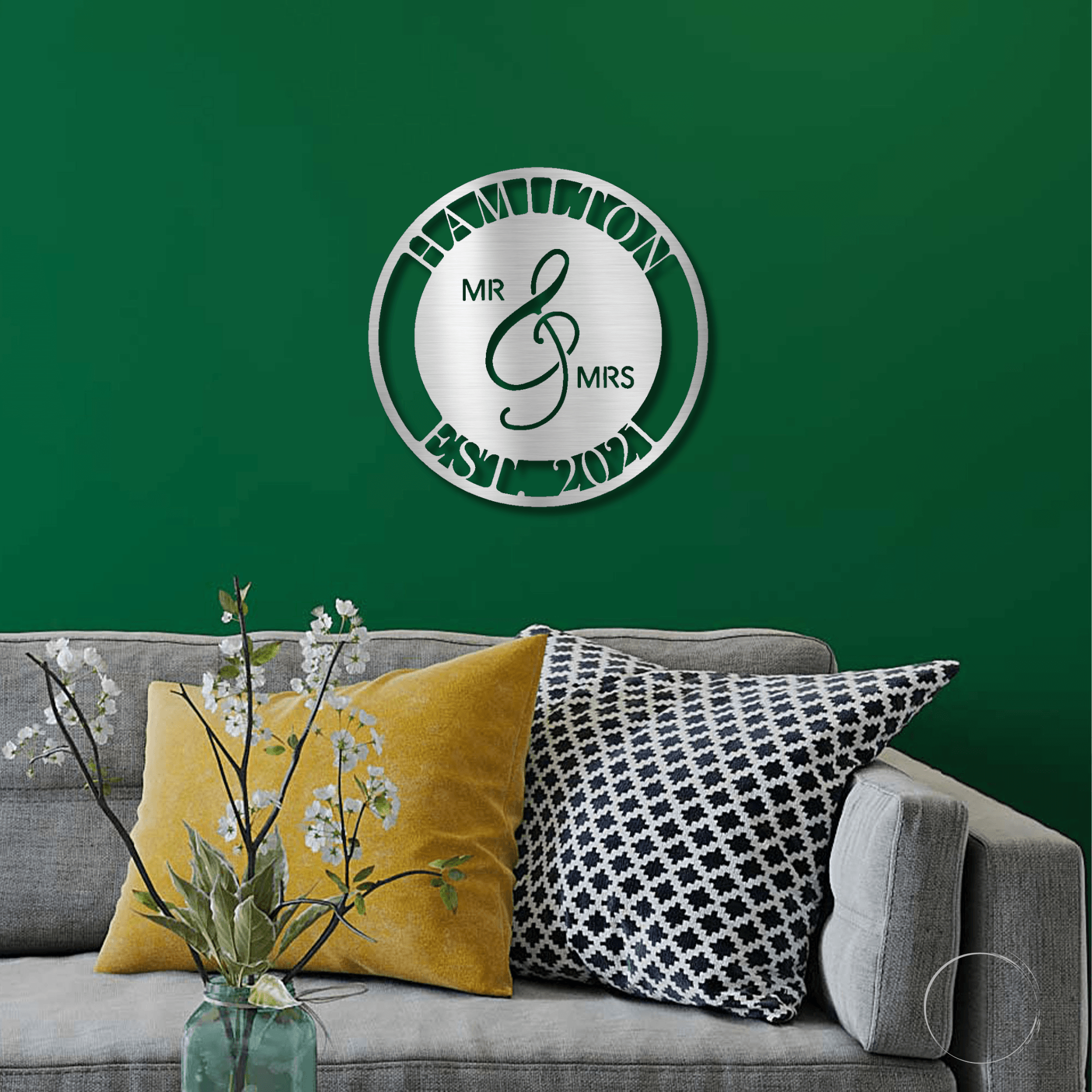 Mr. and Mrs. Personalized Indoor Outdoor Steel Wall Sign Art - Mallard Moon Gift Shop