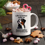 Life is Better with an Appenzeller Sennenhund – White Ceramic Mug for Dog Lovers