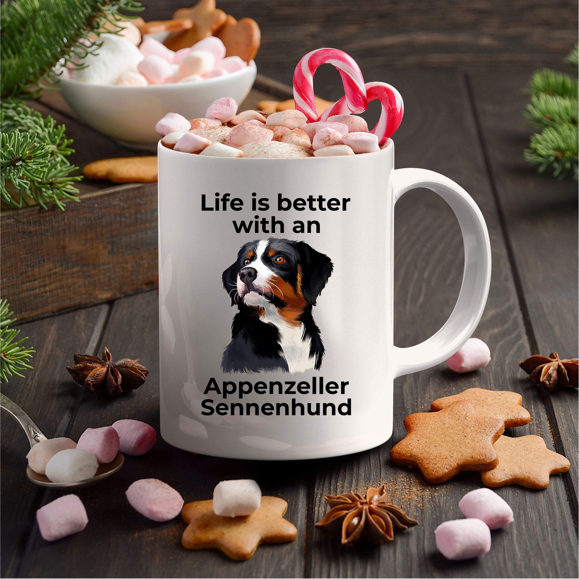 Life is Better with an Appenzeller Sennenhund – White Ceramic Mug for Dog Lovers - Mallard Moon
