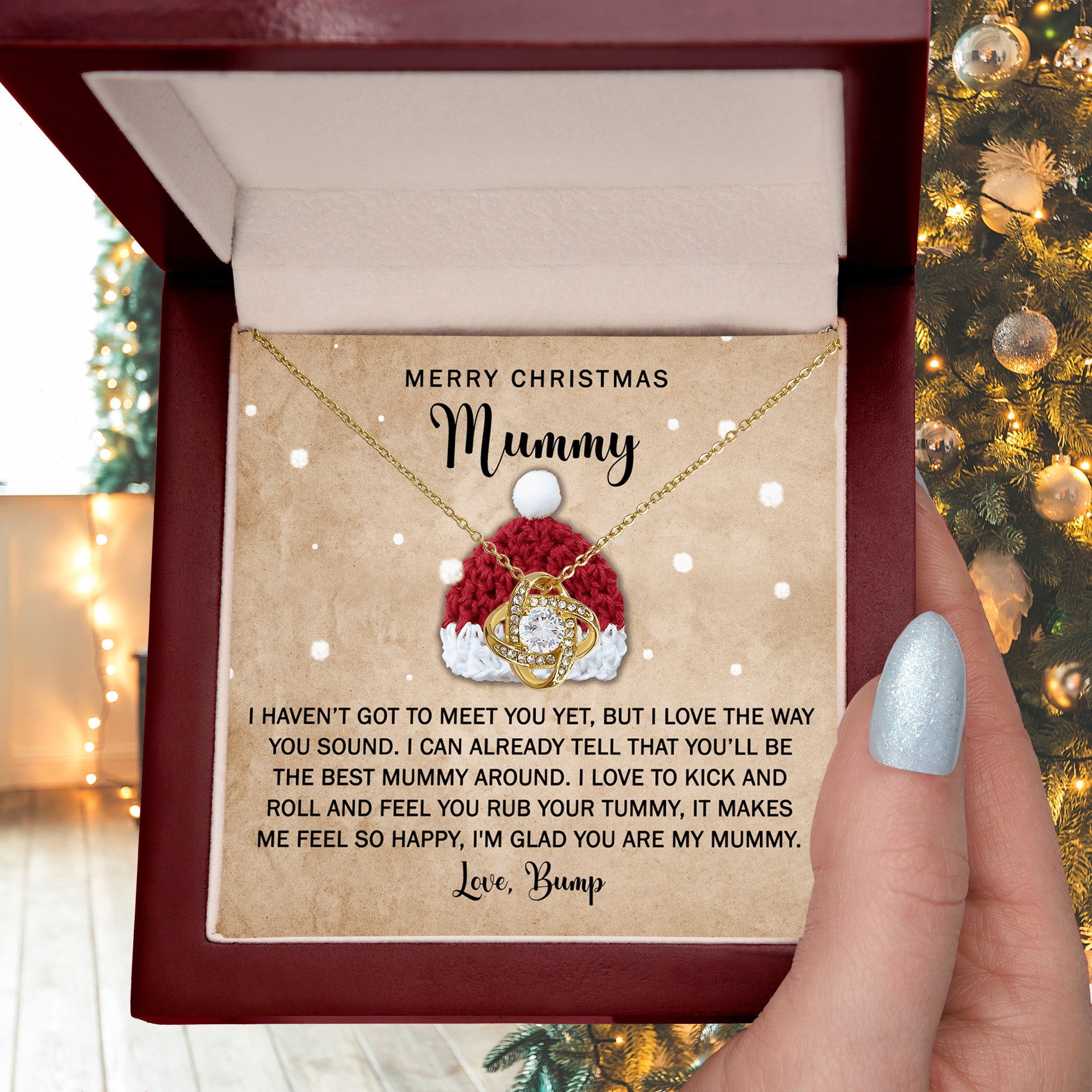 Gift for Mummy - Rub Your Tummy - Love Knot Pendant Necklace - Mallard Moon Gift Shop