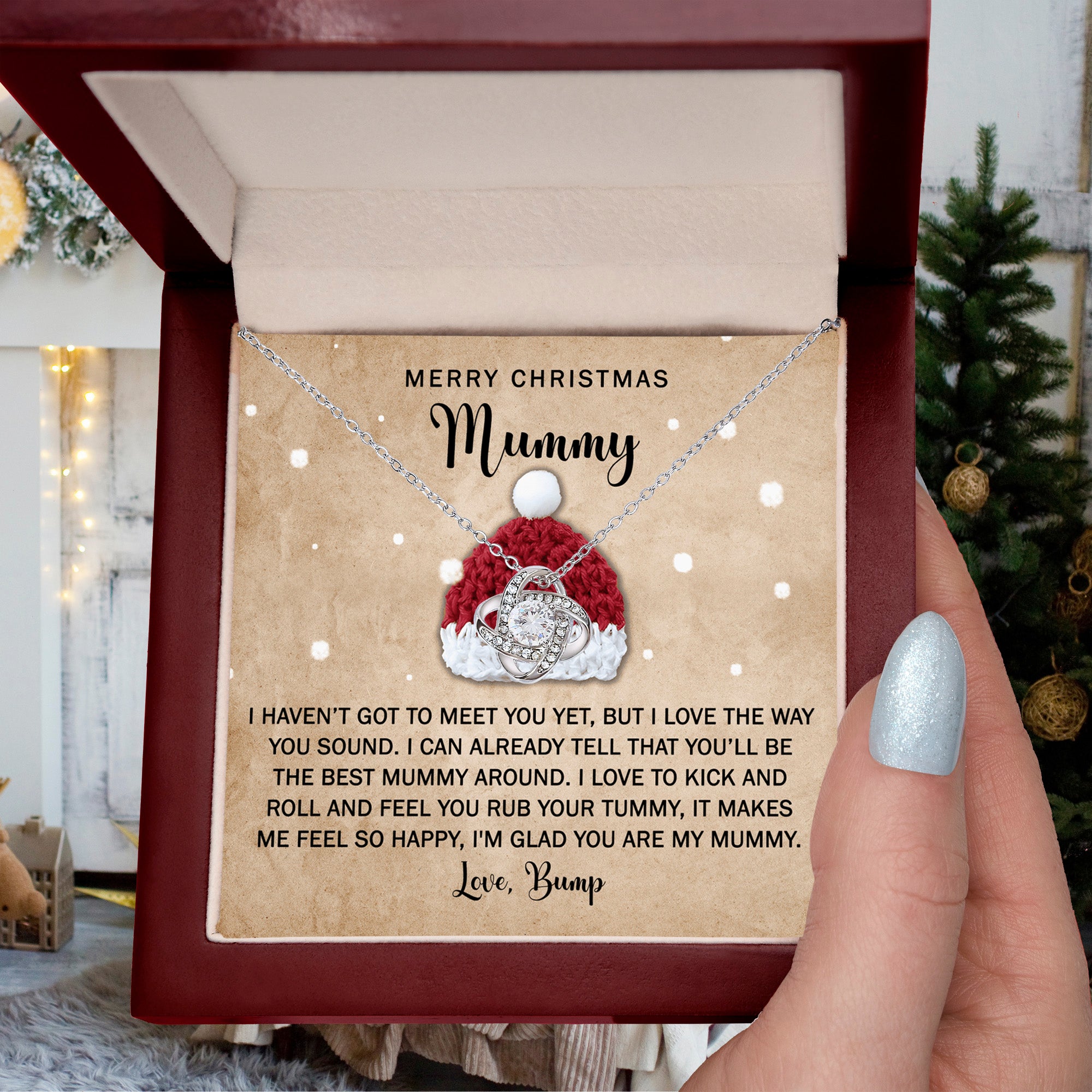 Gift for Mummy - Rub Your Tummy - Love Knot Pendant Necklace - Mallard Moon Gift Shop