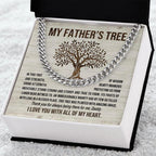 My Father's Tree of Wisdom and Strength Cuban Link Necklace with Message Card Gift Box