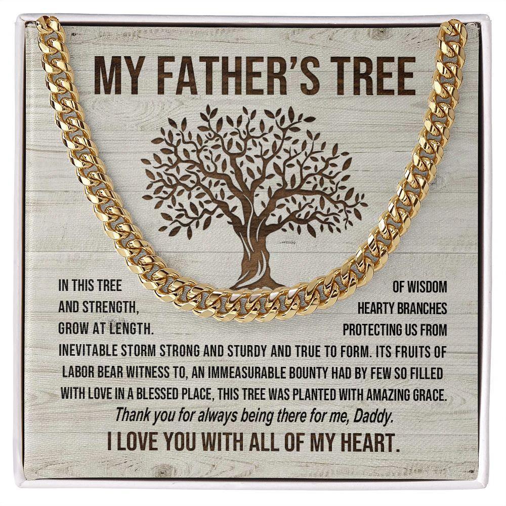 My Father's Tree of Wisdom and Strength Cuban Link Necklace with Message Card Gift Box