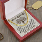 My Father's Tree of Wisdom and Strength Cuban Link Necklace with Message Card Gift Box