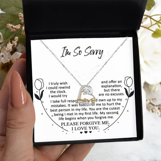 Apology Gift for Girlfriend, Wife, Soulmate - Sorry, My First Life - Love Dancing Heart Pendant Necklace - Mallard Moon Gift Shop