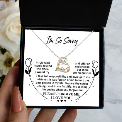 Apology Gift for Girlfriend, Wife, Soulmate - Sorry, My First Life - Love Dancing Heart Pendant Necklace - Mallard Moon Gift Shop