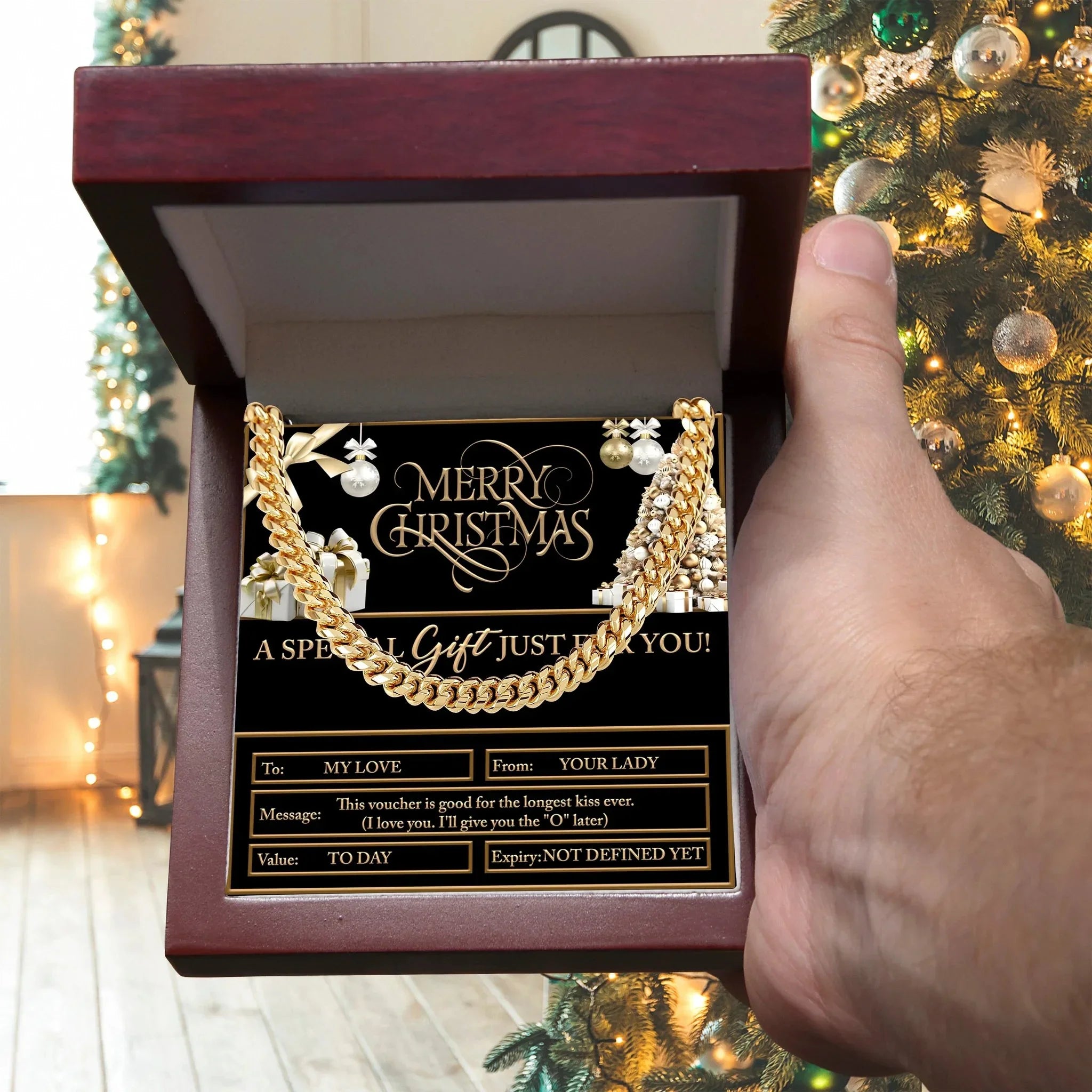 Gift for My Man - Christmas Voucher - Cuban Link Chain Necklace