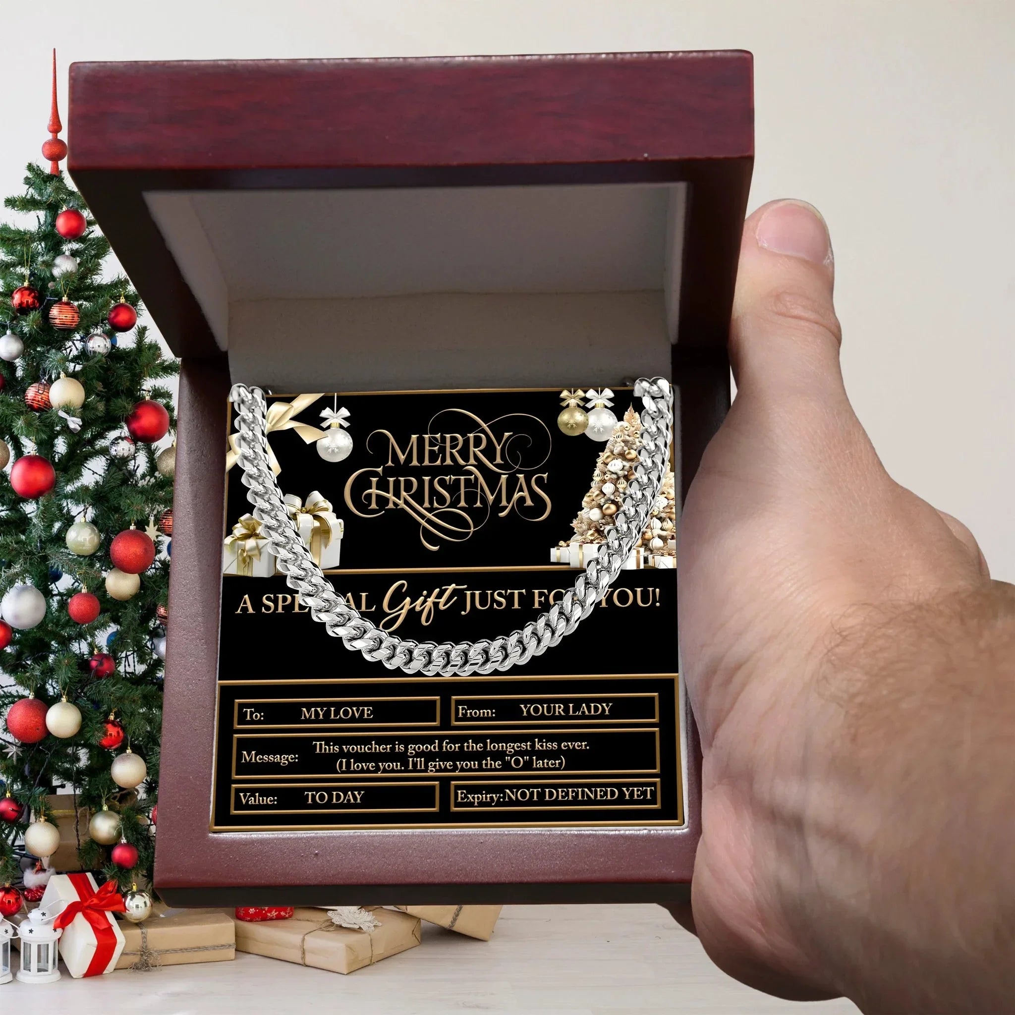 Gift for My Man - Christmas Voucher - Cuban Link Chain Necklace