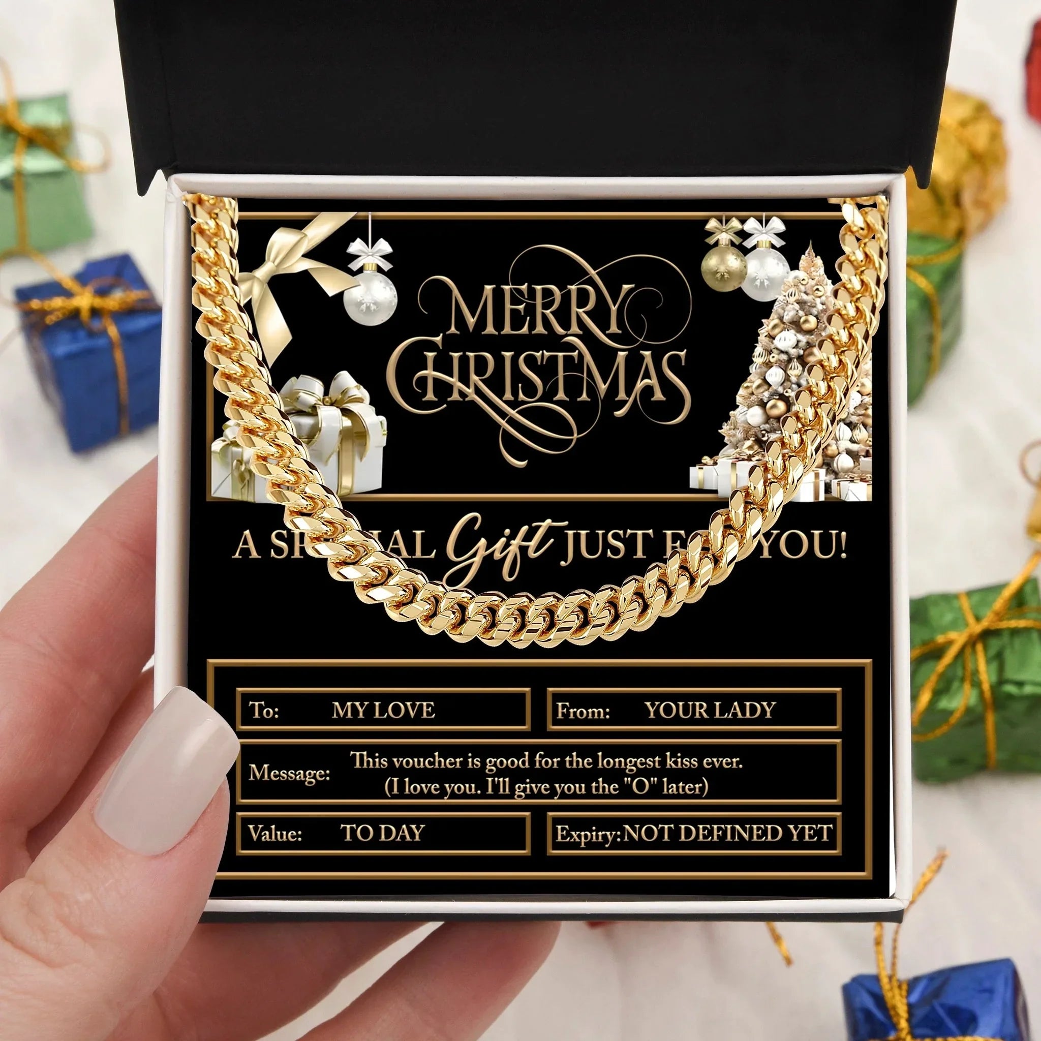Gift for My Man - Christmas Voucher - Cuban Link Chain Necklace
