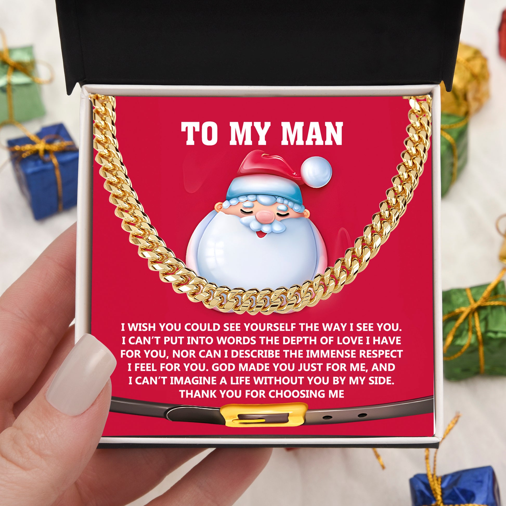 Gift for My Man - Just For Me - Cuban Link Chain Necklace - Mallard Moon Gift Shop