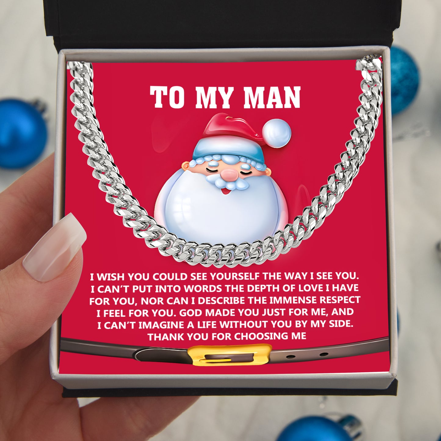 Gift for My Man - Just For Me - Cuban Link Chain Necklace - Mallard Moon Gift Shop