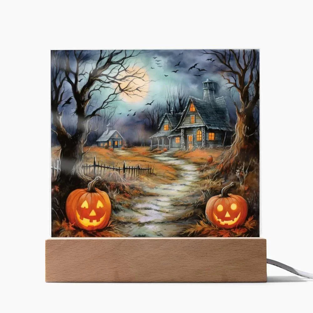 Mystic Mansion: The Perfect Acrylic Plaque Decor for All Hallow's Eve