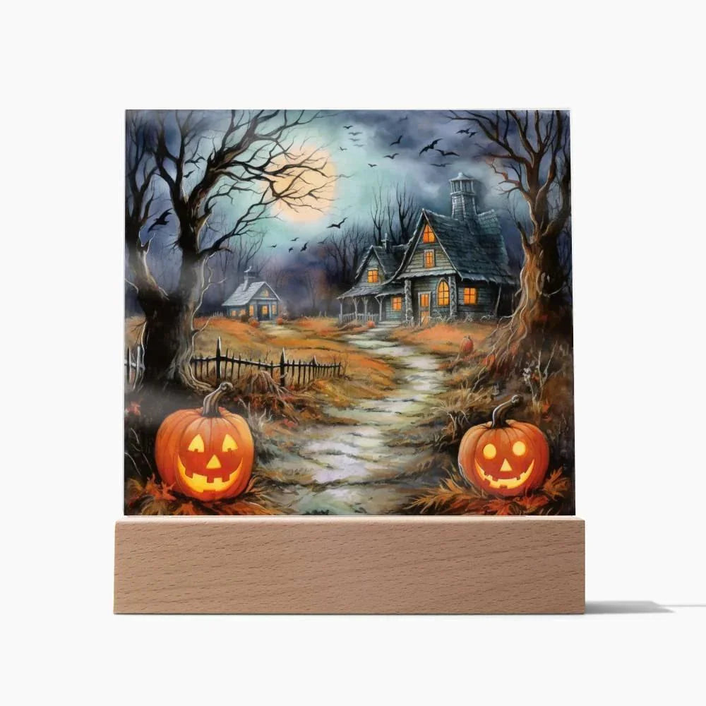 Mystic Mansion: The Perfect Acrylic Plaque Decor for All Hallow's Eve