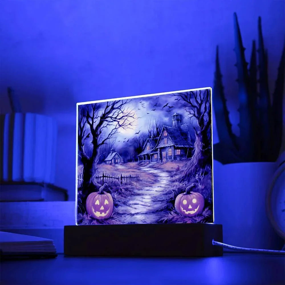 Mystic Mansion: The Perfect Acrylic Plaque Decor for All Hallow's Eve