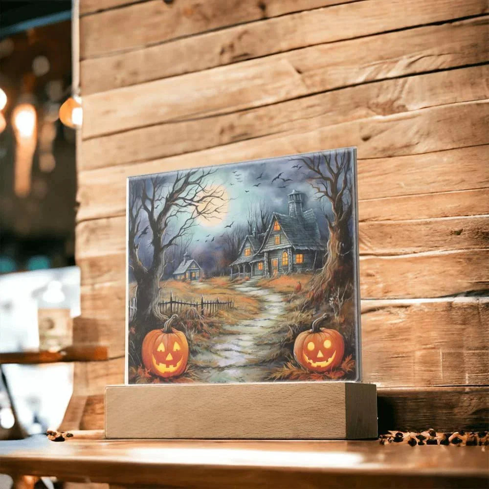Mystic Mansion: The Perfect Acrylic Plaque Decor for All Hallow's Eve