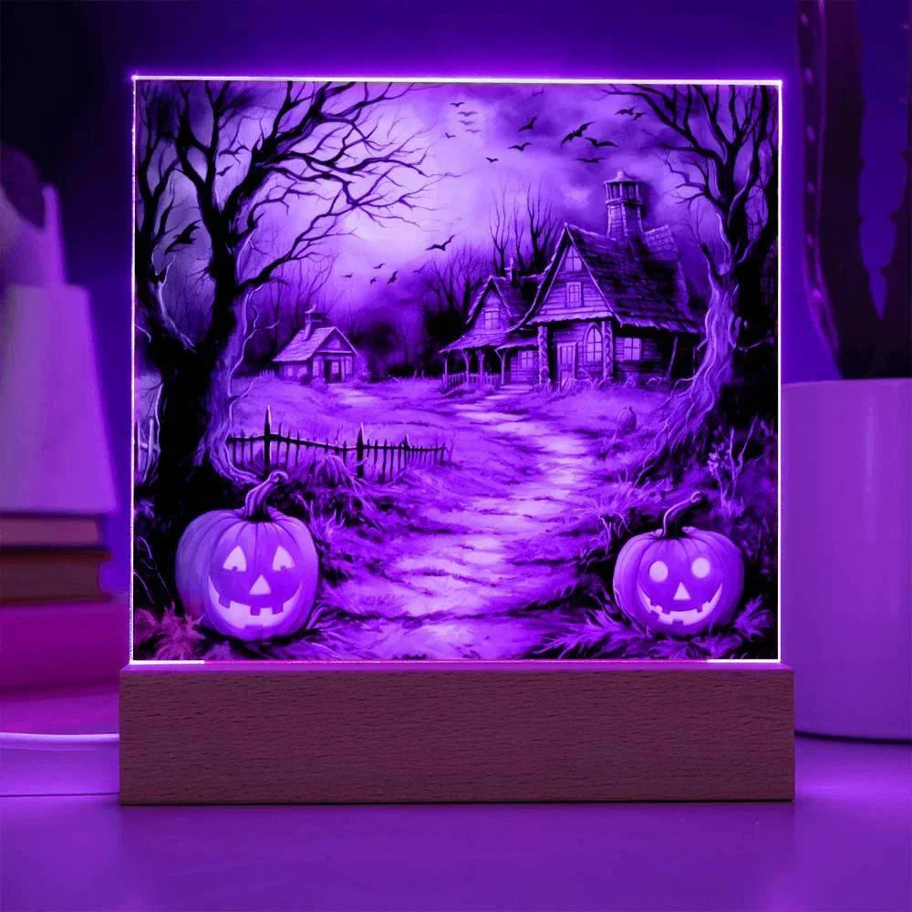 Mystic Mansion: The Perfect Acrylic Plaque Decor for All Hallow's Eve