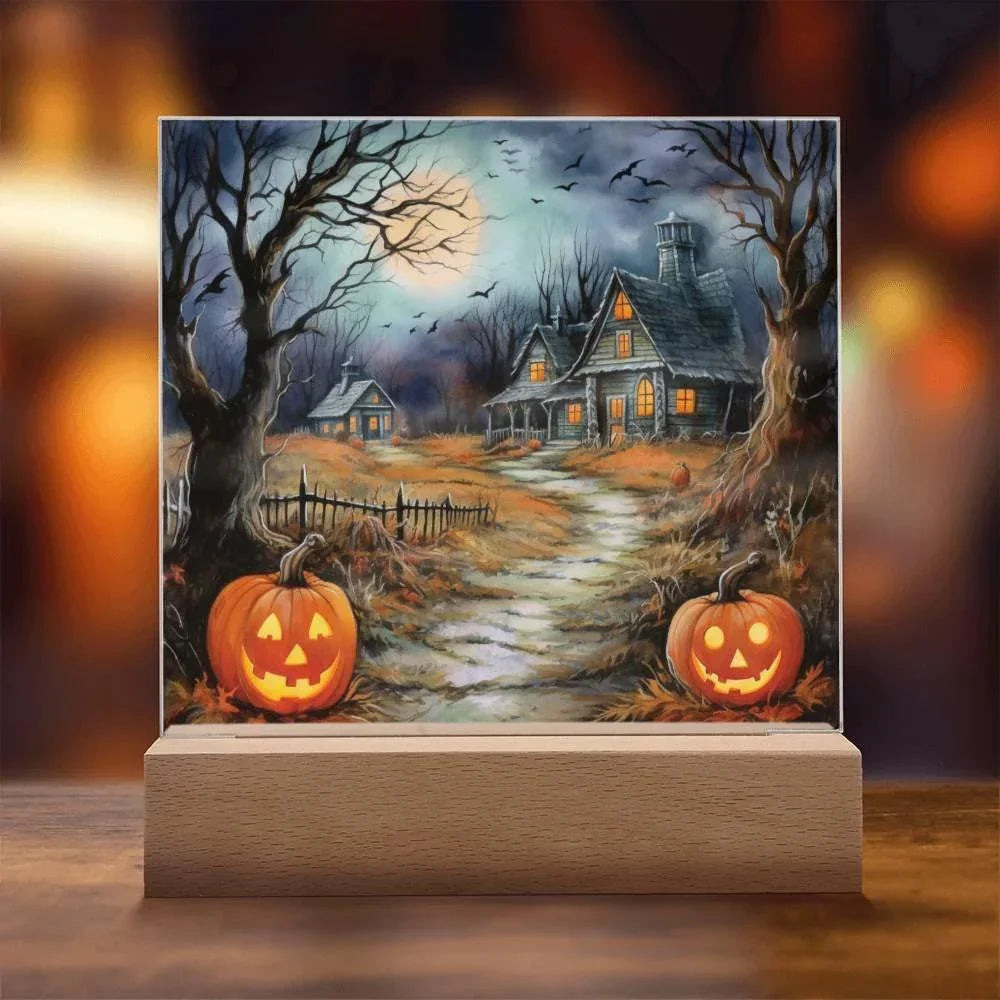 Mystic Mansion: The Perfect Acrylic Plaque Decor for All Hallow's Eve