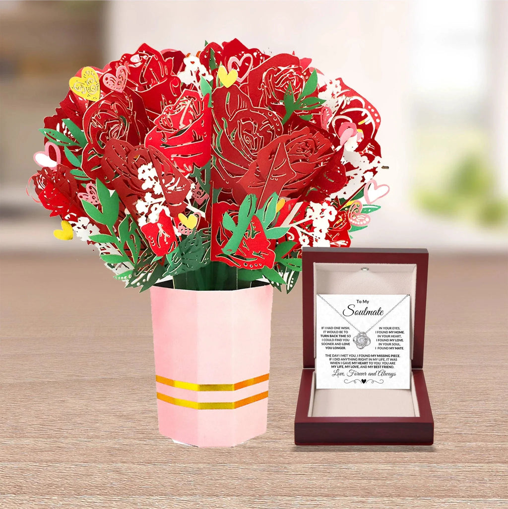 To My Soulmate I Found My Missing Piece Love Knot Necklace with Message Card and Gift Box