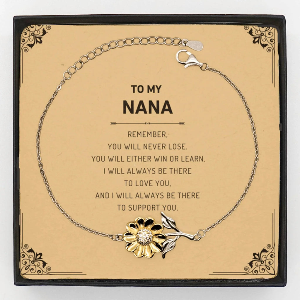 Nana Gifts, To My Nana Remember, you will never lose. You will either WIN or LEARN, Keepsake Sunflower Bracelet Birthday Christmas Gifts Ideas