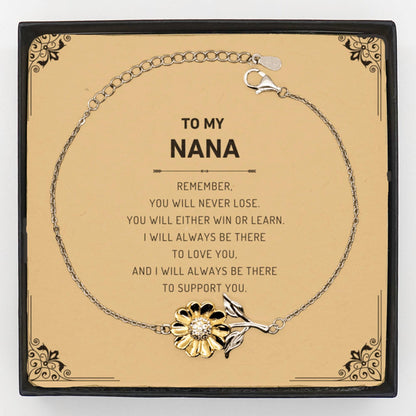 Nana Gifts, To My Nana Remember, you will never lose. You will either WIN or LEARN, Keepsake Sunflower Bracelet Birthday Christmas Gifts Ideas - Mallard Moon Gift Shop