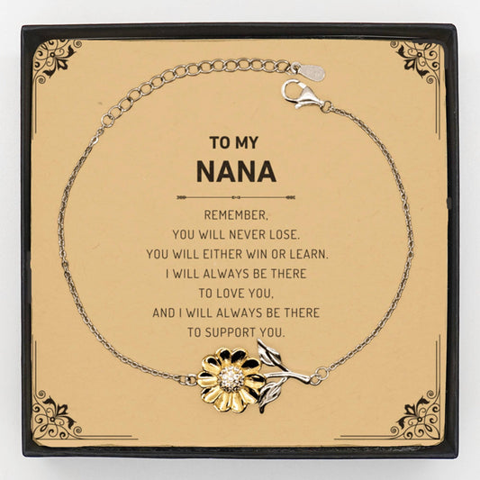 Nana Gifts, To My Nana Remember, you will never lose. You will either WIN or LEARN, Keepsake Sunflower Bracelet Birthday Christmas Gifts Ideas - Mallard Moon Gift Shop